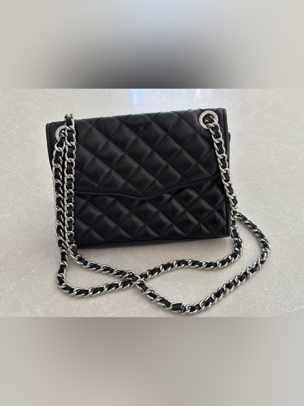 Rebecca Minkoff Mini Affair Black Quilted Leather Convertible Chain Shoulder Bag